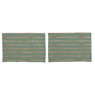 Funda De Cojín Elegante Sage Green Gold Stripe