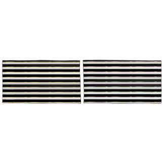 Funda De Cojín Elegante Stripe Black Gold White