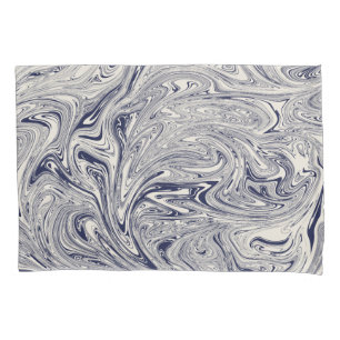 Funda De Cojín Elegante Swift De Mármol Azul Y Blanco