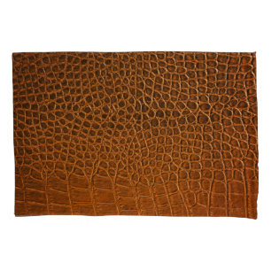 Funda De Cojín Elegante textura de cuero de cocodrilo marrón.