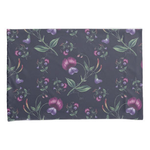 Funda De Cojín Elegante Vintage Púrpura Orquídea Patrón Floral