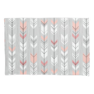 Funda De Cojín Elegantes Flechas rosadas blancas y grises que llu