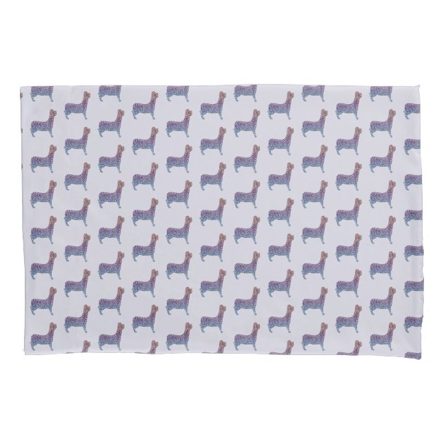 Funda De Cojín Embossed Indigo Gradient Paw Print Dog Outline (Anverso)