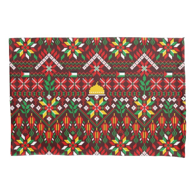 Funda De Cojín Embrodería tradicional de Palestina Tatreez (Anverso)