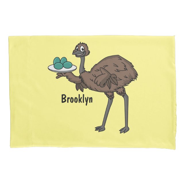 Funda De Cojín Emu con ilustracion personalizado de huevos (Anverso)