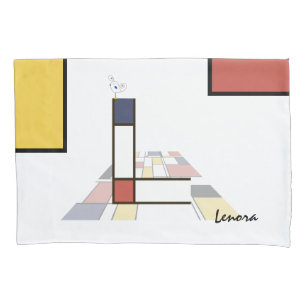 Funda De Cojín Encantador Neoplasticismo Monograma de Arte. Letra
