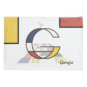 Funda De Cojín Encantador Neoplasticismo Monograma de Arte. Letra