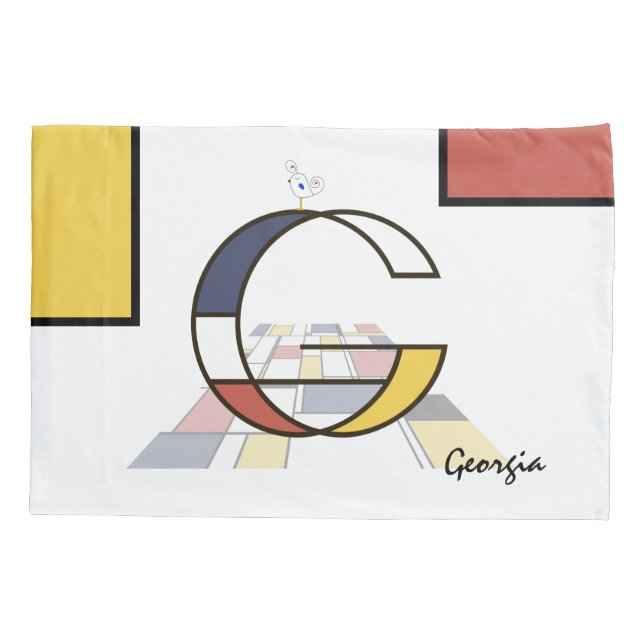 Funda De Cojín Encantador Neoplasticismo Monograma de Arte. Letra (Reverso)