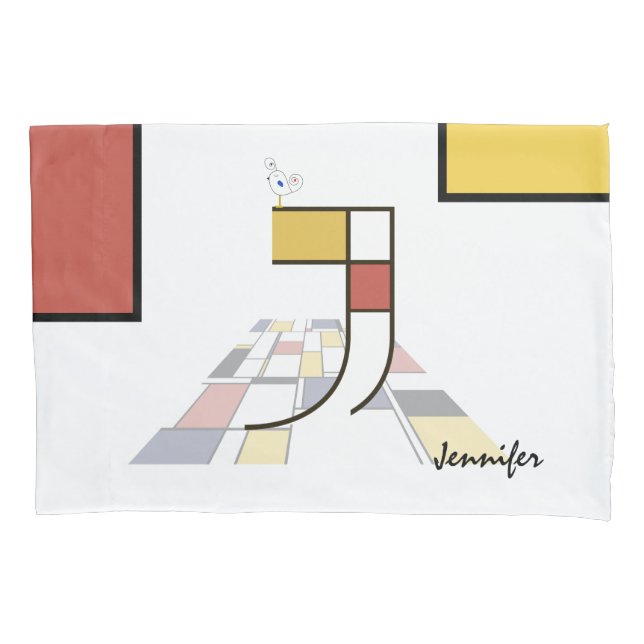 Funda De Cojín Encantador Neoplasticismo Monograma de Arte. Letra (Anverso)