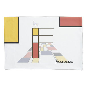 Funda De Cojín Encantador Neoplasticismo Monograma de Arte. Letra