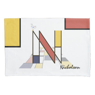 Funda De Cojín Encantador Neoplasticismo Monograma de Arte. Letra