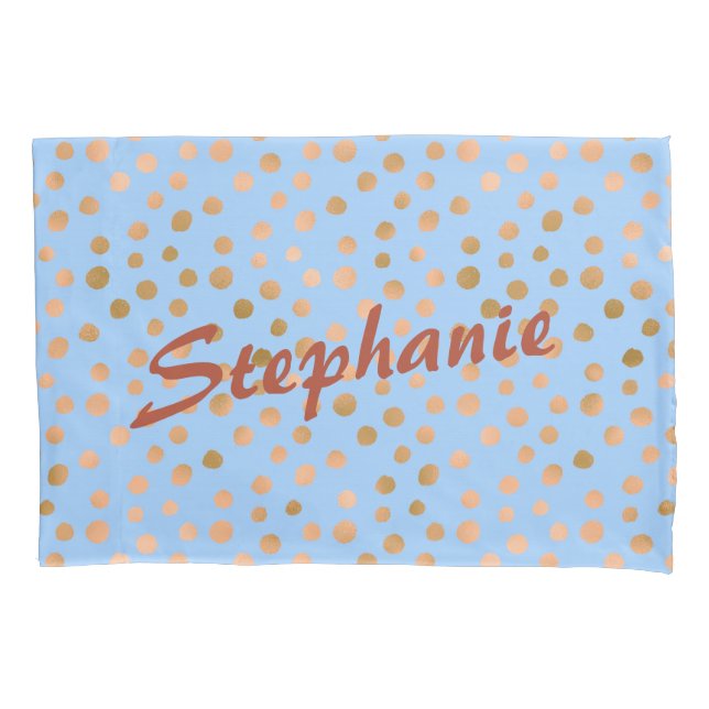 Funda De Cojín Encanto de oro azul y Rosa (Anverso)