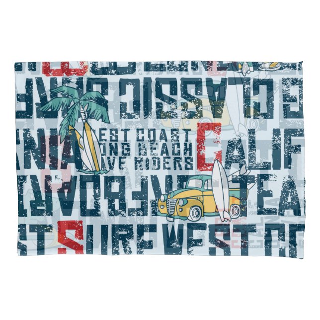 Funda De Cojín Equipo de Surf de California: Grunge Seamless Patt (Anverso)