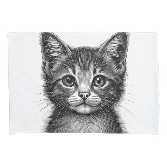 Funda De Cojín Esbozo adorable de gato joven (Anverso)