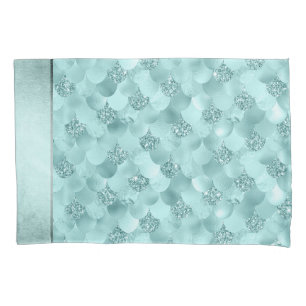 Funda De Cojín Escala de lujo de Sirena Mint Seafoam Green Aqua