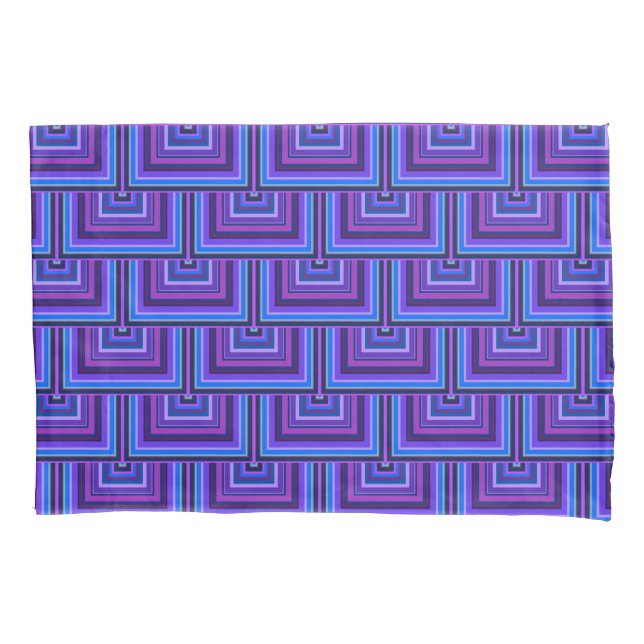 Funda De Cojín Escalas cuadradas azules y violetas (Anverso)