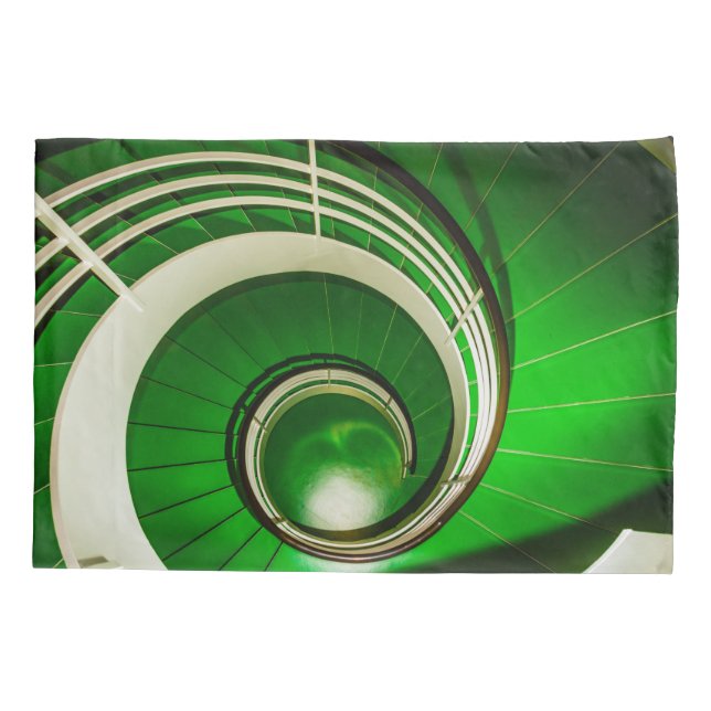 Funda De Cojín Escalera circular verde (Reverso)