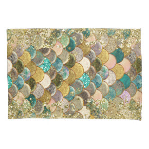 Funda De Cojín Escamas de Sirena Glam Glitter Brillo Moderno Chic