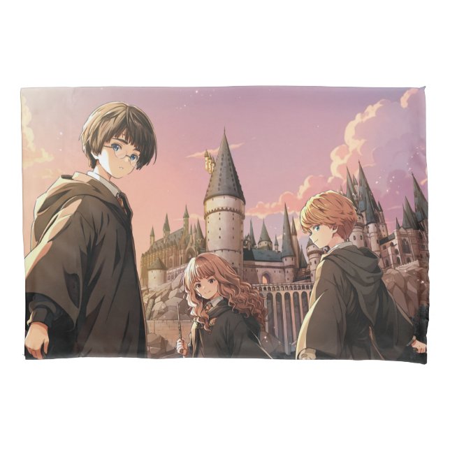 Funda De Cojín Escena Anime de HARRY POTTER™ Hermione y Ron en HO (Anverso)
