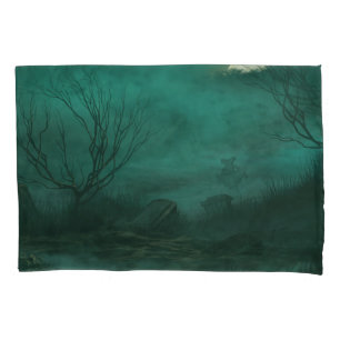 Funda De Cojín Escena nocturna del Cementerio Abandonado