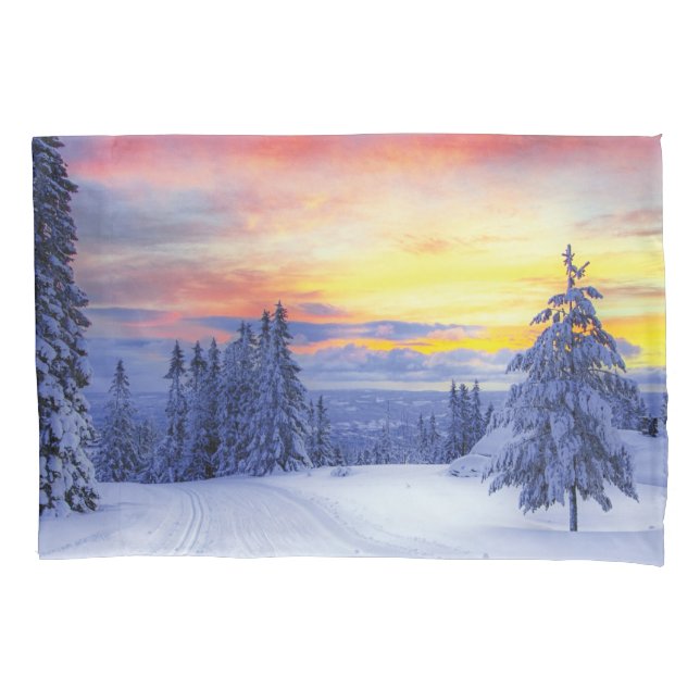 Funda De Cojín Escenario de invierno (Anverso-izquierdo)