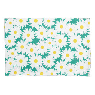 Funda De Cojín Espacio negativo Daisies amarillo blanco sobre ver