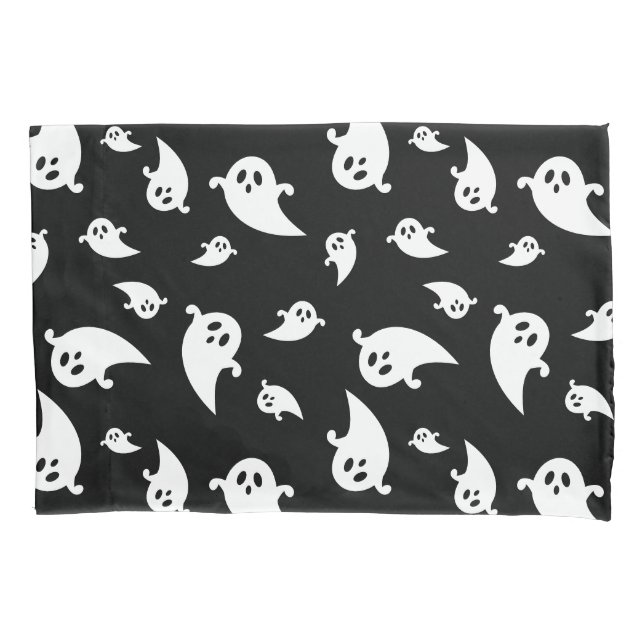 Funda De Cojín Espeluznante Patrón De Fantasmas Blancos En Hallow (Anverso)
