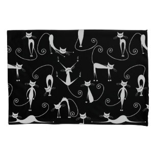 Funda De Cojín Espinoso patrón de gato blanco