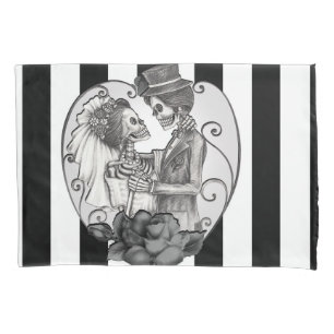 Funda De Cojín Esqueleto rayado Amor Pareja Matrimonio Baile