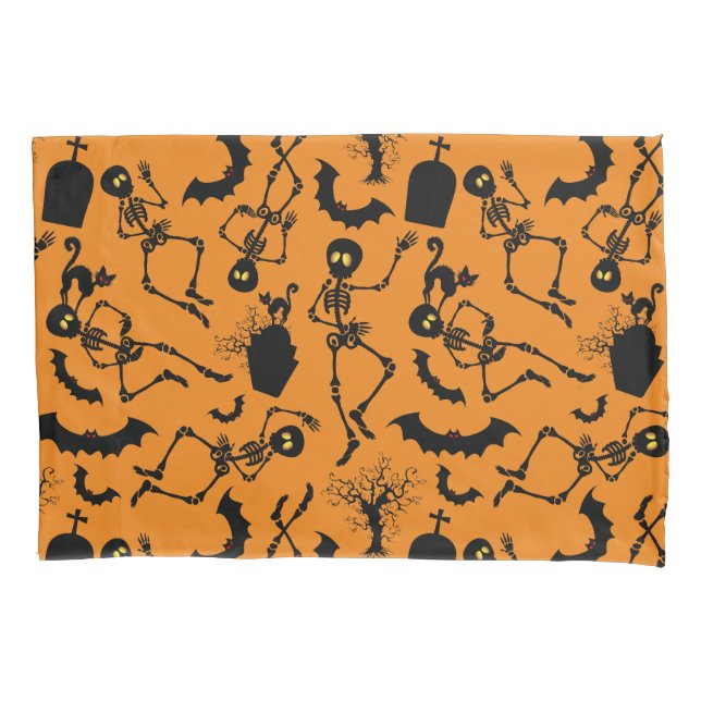Funda De Cojín Esqueletos de Halloween Danza macabra (Anverso)
