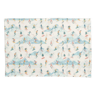 Funda De Cojín Esquí de invierno Montañas de Nieve Patrón Deporte