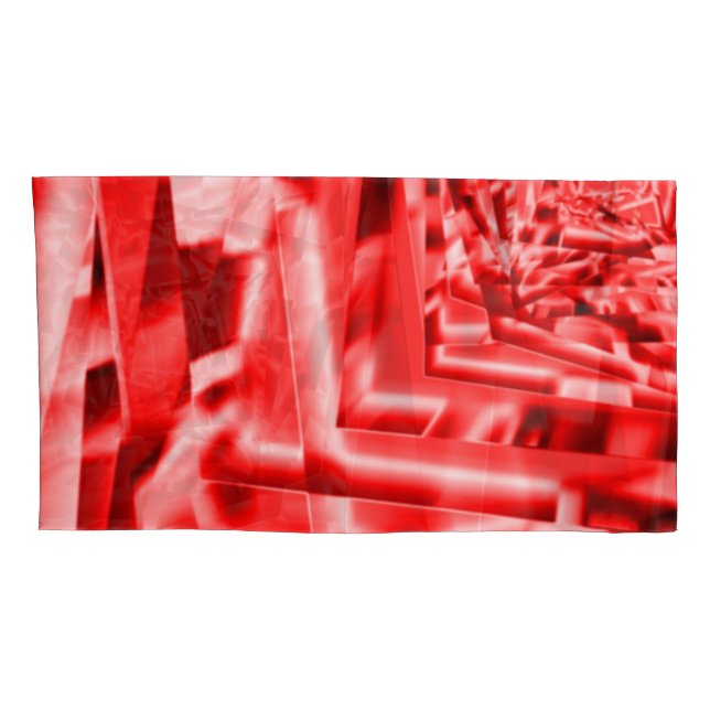 Funda De Cojín Esquina de cuadrados, rojo llamativo con partes bl (Reverso-derecho)