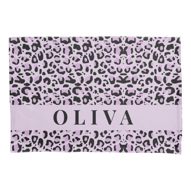 Funda De Cojín Estampado Clásico de Leopardo Rosa Personalizado (Anverso)