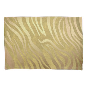 Funda De Cojín Estampado de cebra de bronce dorado Glam safari de