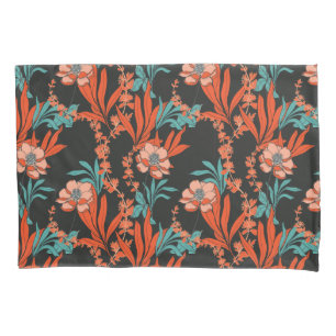 Funda De Cojín Estampado de flores abstracto anaranjado