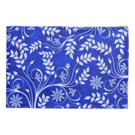 Funda De Cojín Estampado de flores decorativo azul de Hmong