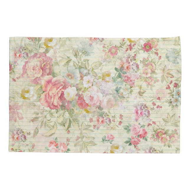 Funda De Cojín estampado de flores elegante del pastel del rosa (Reverso)