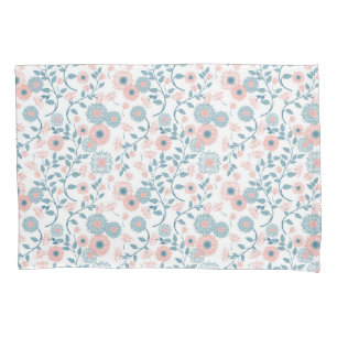 Funda De Cojín Estampado de flores gris rosado suave
