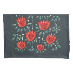 Funda De Cojín Estampado de flores rojo abstracto decorativo de