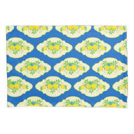 Funda De Cojín Estampado floral de limones azules y amarillos ver
