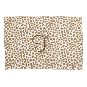 Funda De Cojín Estampado leopardo - moreno de color topo y blanco