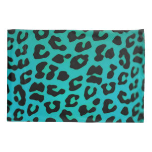 Funda De Cojín Estampado leopardo verde azulado de la fantasía