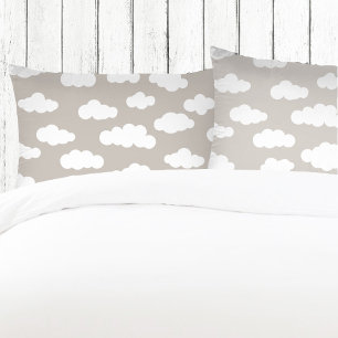 Funda De Cojín Estética De Las Nubes De Pastel Blanco Y Gris