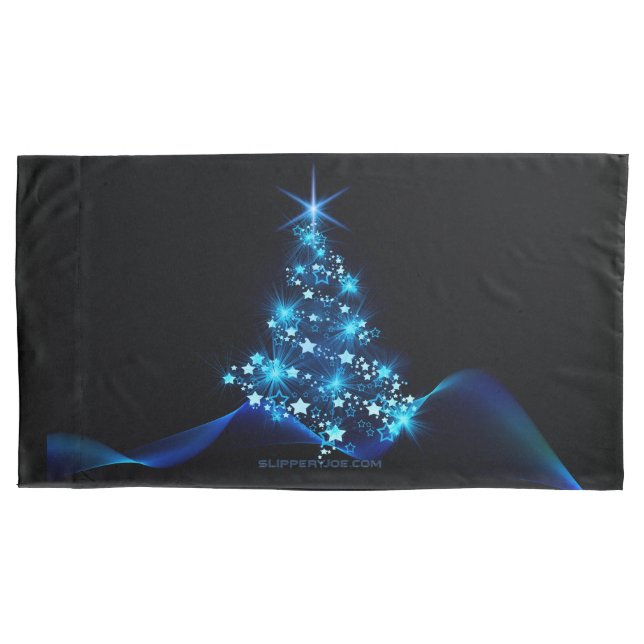 Funda De Cojín estilizado árbol de Navidad SlipperyJoe azul brill (Anverso)