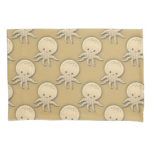 Funda De Cojín Estilo de cosecha Sepia Octopus para bebés