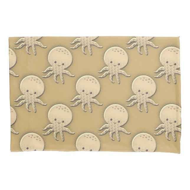 Funda De Cojín Estilo de cosecha Sepia Octopus para bebés (Anverso)