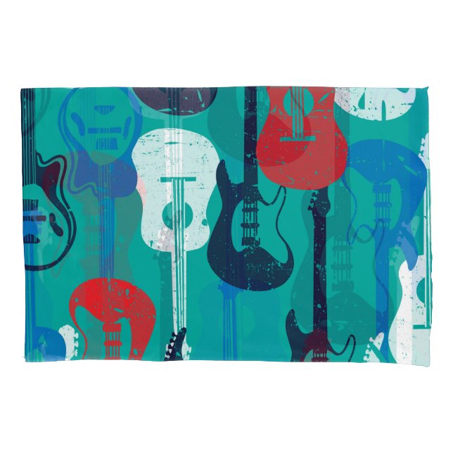 Funda De Cojín Estrella de rock: Patrón de guitarra grunge (Anverso)