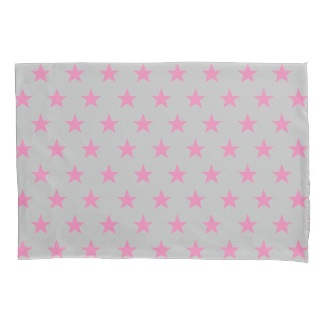 Funda De Cojín Estrella gris y rosa reversible (Anverso)