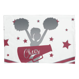 Funda De Cojín Estrellas Granates y Plateadas Animadoras Chicas A