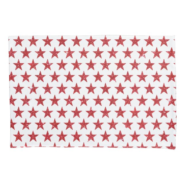 Funda De Cojín Estrellas purpurinas rojas (Anverso)
